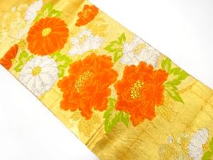 アンティーク　牡丹に枝梅模様織り出し袋帯（着用可）